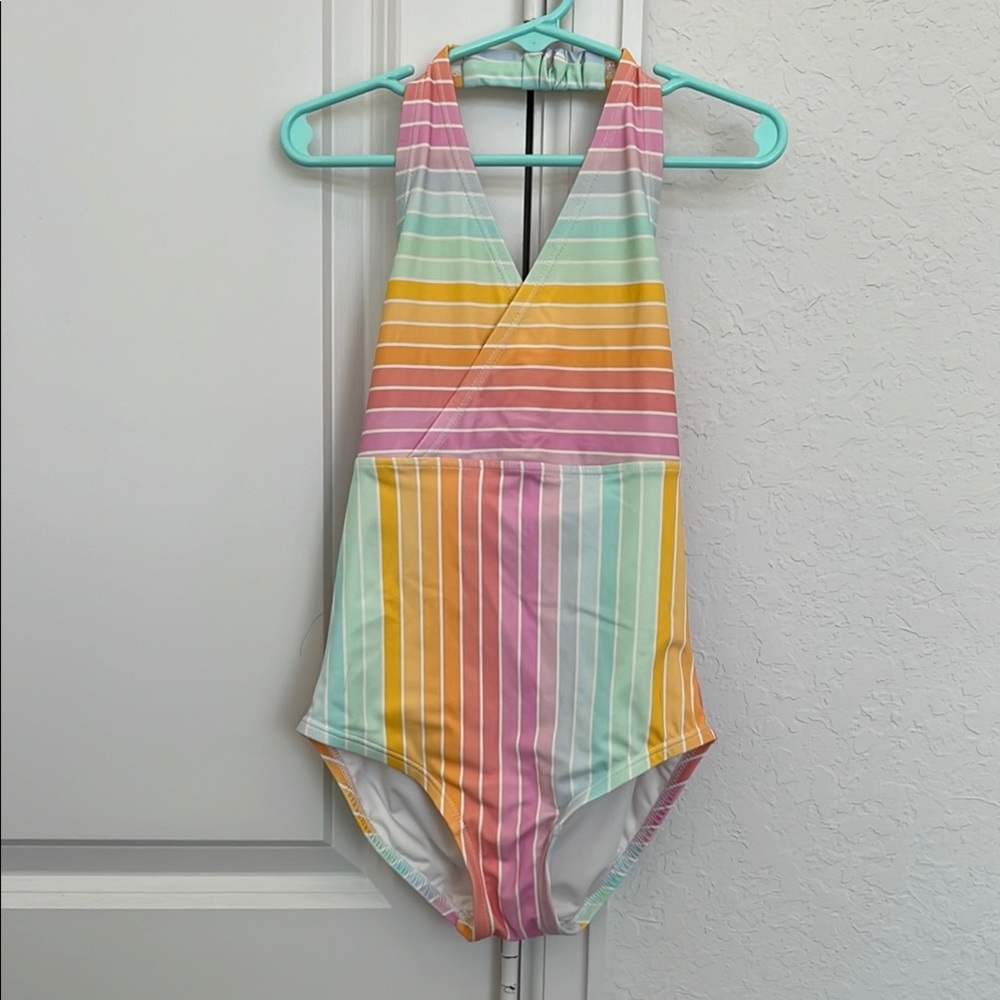 Hanna Andersson Colorful Striped One-Piece Swimsuit